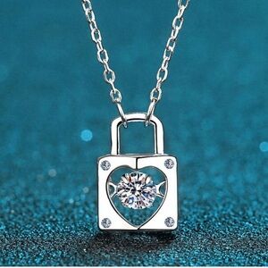 I/3 Ct Moissanite diamond necklace, 925 sterling silver platinum finish